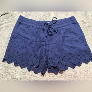 Vineyard Vines Navy Eyelet Scalloped Waist Tie Shorts